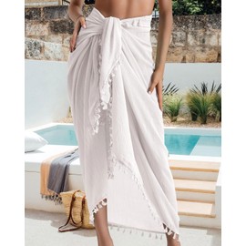 VIOPY Pareo para Mujer - Pareo de Playa Ajustable, Cover Up para Bikini, Salida de Baño Ligero y Cómodo Traje de Baño Bufanda para Mujer Blanco