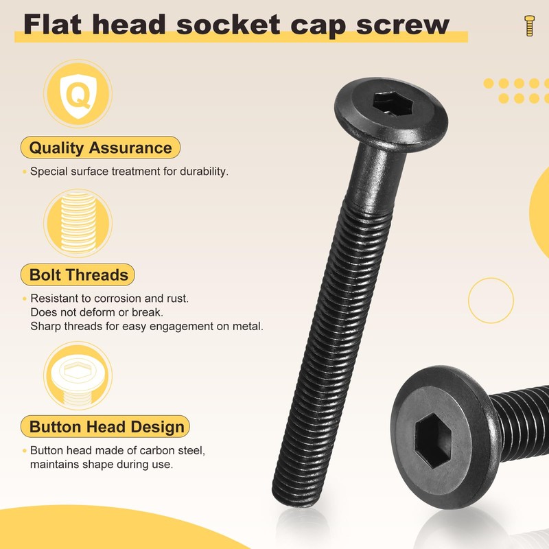 METALLIXITY Flat Head Hex Socket Cap Screws Bolts(M6-1x80) 10Pcs, Steel