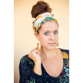 Karma Lips Headband for Women - Wide - Fabric Headband and Stretchy Hair Scarf - Red and Pink