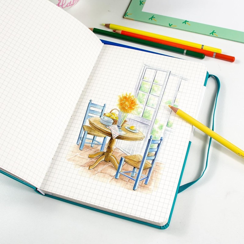STATIONERY ISLAND Notebook A5 Squared Journal Hardcover with 120 g/m²