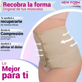 New Form Fajas para Mujer Postparto Cesarea - Faja Postparto Envolvente Corta - Fajas Postparto Después del Parto con Tela de Compresión Colores Blanco y Nude