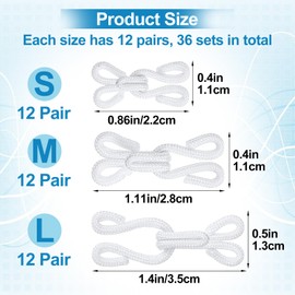 Ouligay 36 Set Large Hook and Eye Sewing Hooks and Eyes Closure for Bra and Clothing, 2.2/2.8/3.5cm Bra Hooks Replacement, White Hook and Eye Closures for Clothing Trousers Skirts, Sewing DIY Craft