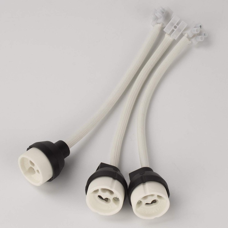 DiCUNO GU10 Ceramic Socket Lamp Holder, 15CM Long Wire Bulb