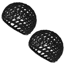 YUXIANLB 2 Pcs Mesh Crochet Hair Net Sleep Cap Soft Rayon Knit Hair Wrap Beanie Breathable Snood for Sleeping Showering Makeup Thick Short Cover for Night Home Travel Black Hairnet Accessories