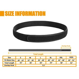 KRYDEX Inner Duty Belt 1.5" Hook and Loop Liner Inner Belt Black Loop-M
