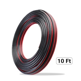 TMH 2 Color Red Black Cable 20 FT-18 AWG 2pin Hookup Electrical LED Strips Extension Wire 7.5A 12V/24V, 2 Conductor Parallel Strips Extension Wire for Ribbon Lamp Tape Lighting (1 Pcs)