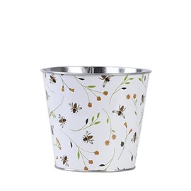 Esschert Design Round Zinc Flower Pot Bee Print