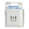 LogiLink PA0254 Flush-Mounted Socket with 2 x USB-A and 1