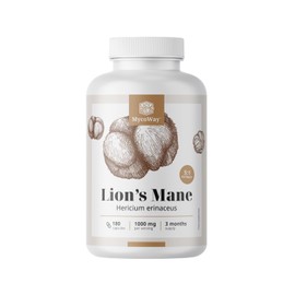 MycoWay Hedgehog Beard 1000 mg - Extract 5:1 - Hericium Erinaceus - 180 Capsules - 3-6 Month Supply - Intelligent Mushroom - Supports Better Concentration and Cognitive Skills - Vitality