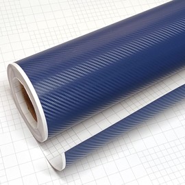 DIYAH 3D Blue Carbon Fiber Film Twill Weave Vinyl Sheet Roll Wrap DIY Decals 12" X 60" (1FT X 5FT)