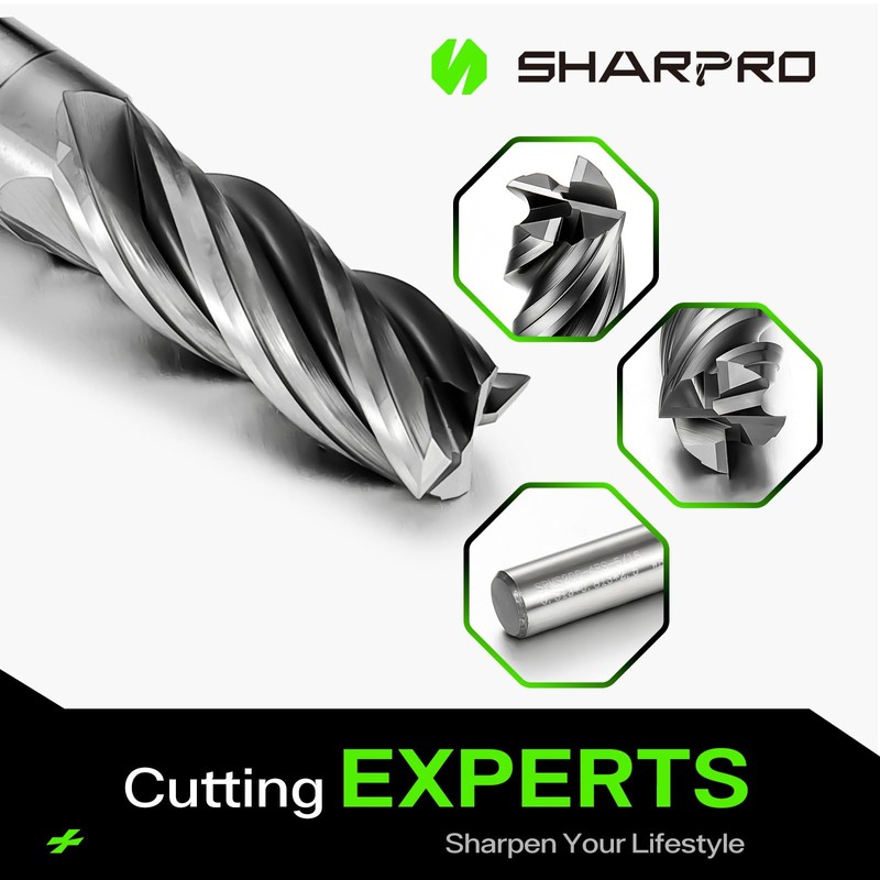 SHAPPRO 5/16 Inch Shank Carbide Square End Mill, 4 Flute