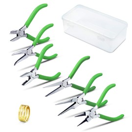 SPEEDWOX Curved Needle-Nose Pliers Mini Pliers Tool Set 6 Pieces 4.1 Inch Diagonal Pliers Precision Long Nose Pliers Fine Pliers for Jewelry Making, Beading, Hobby Wire Crafts