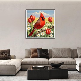hill froeistung Kits de pintura de diamantes para adultos, cardenal, kits de arte de diamante redondo completo, pintura 5D DIY con diamantes manualidades para decoración de pared del hogar, regalos de