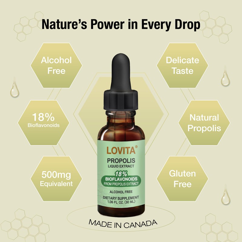 Lovita Bee Propolis 500 mg Liquid Extract | 5:1 Propolis
