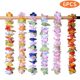 LIOOBO Hawaiian Lei Hawaii Lei 6 Hula Lei Hawaiian Ornament Hibiscus Lei Wreath