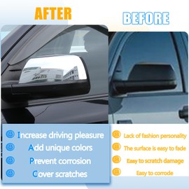 LLKUANG ABS Outside Side Rearview Mirror Cover Trim Sticker Compatible with Toyota Tundra 2007-2021 Crew Max Sequoia 2008-2020 2pcs(Bright silver)