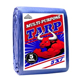 Tarp 5x7 ft 100% Waterproof Uv Resistant High Durability Multipurpose 5mil Blue Tarp for Covering Courtyards, Cars, Camping, Gardens, Pet Nests -by MVPNET
