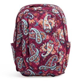 Vera Bradley Women's Cotton Large Travel Backpack Travel Bag, Paisley Jamboree - Recycled Cotton, One Size