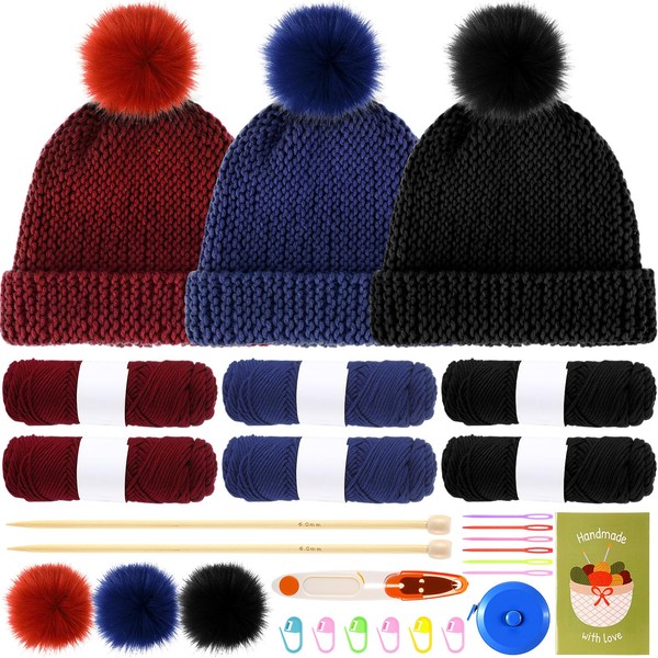 Syhood Knitting Kits for Beginners Adults Hat Knit Kit with