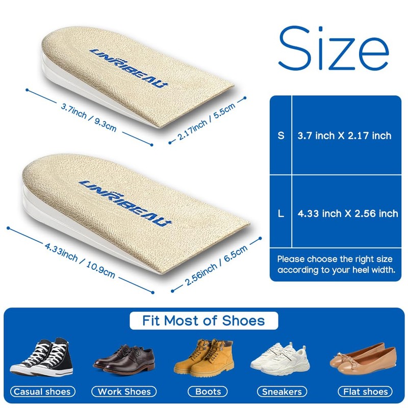 Unribeau 3 Layers Adjustable Supination & Pronation Correction Heel Insoles,Self-Adhesive