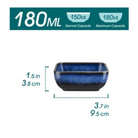 vancasso Stern Blue 4-Piece Saucer Dish Set, Reactive Glaze Dipping Snack Bowl, Ceramic Small Serving Dish/Condiment Dish/Seasoning Bowl/Sushi Soy Dish, Square