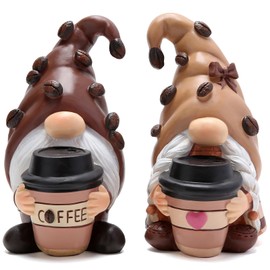 Hodao Coffee-Themed Gnome: Coffee Decor Statue for Coffee Bars, Indoor Home Decor, Gardens porches, Decoration for All Seasons - Swedish Tomte Elf Dwarf Figurines Idea (Coffee 2pcs)