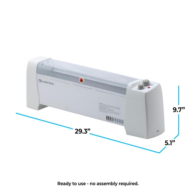 Comfort Zone CZ600 750/1,500-Watt Electric Baseboard Space Heater with Adjustable