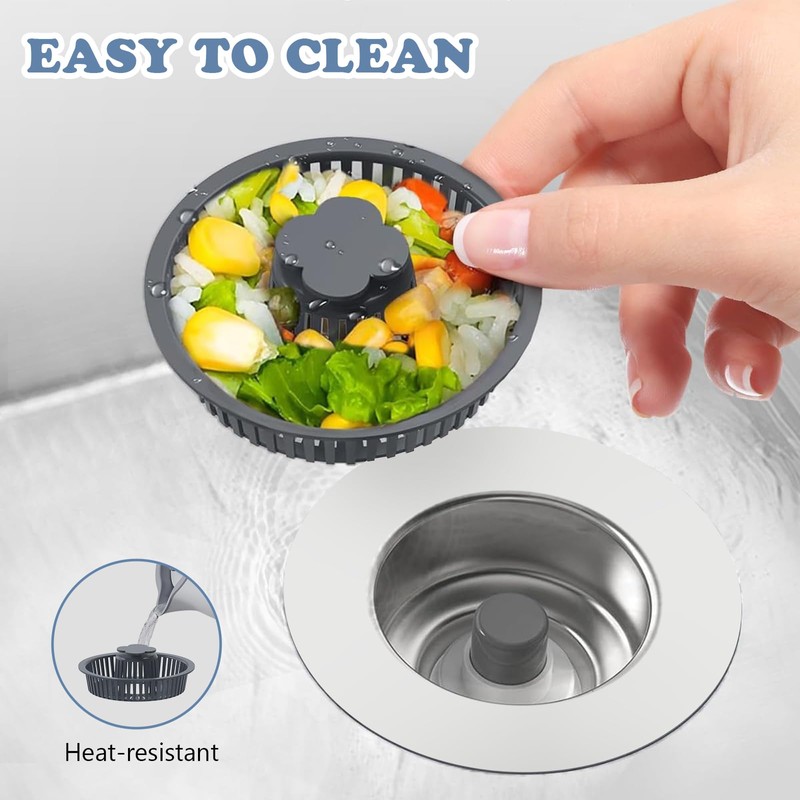 3 in 1 Kitchen Sink Drain Strainer & Stopper Combo,