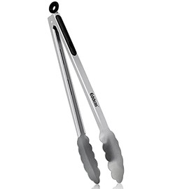 Eddeas Kitchen Tongs - 17 inch Heavy Duty Food Tongs, Ergonomic Grip,430 Superior Stainless Steel and Non-Slip Heat Resistant handle - Perfect for Cooking, Salad, Grilling, Barbecue,Dishwasher safe