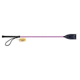 Riding Crop for Horse (Pink) (24 Inch) Fiberglass Shaft with Leather Double Slapper