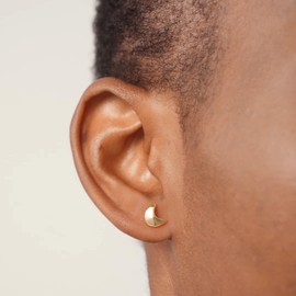 MYEARS Women Stud Earrings Set of 3 Gold Moon and Stars Sterling Silver Post Push Back 14K Gold Plated Small Simple Hypoallergenic Everyday Jewelry