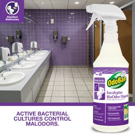 OdoBan Professional Cleaning Ready-to-Use BioOdor Digester Harsh Aroma Counteractant, Made in the USA, Eucalyptus Scent, 4-Pack, 32 Ounce Sprays Each