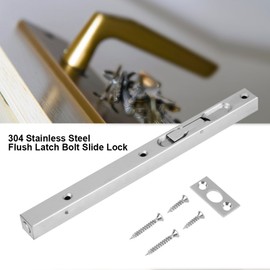 304 Stainless Steel Door Slide Bolt Lock Door Flush Bolt Security Latch Bolt with Powerful Spring(10inch)
