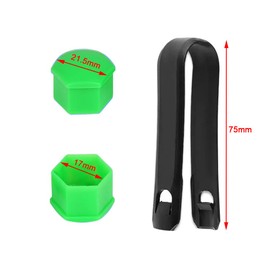 QitinDasen 20 Pieces 17 mm Car Wheel Nut Covers, Universal Car Hub Screw Cap, Hexagonal Tire Nut Cover with Removal Tool (Green)