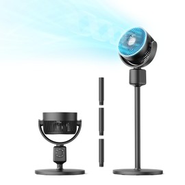 DR.PREPARE Pedestal Fan for Bedroom, Air Circulator Standing Fan, 16-34" Adjustable Height for Tabletop & Standing Fan, 70°Auto-Oscillation, 100°Tilt, 3 Speeds for Indoor Outdoor Use - Office Home