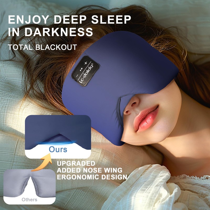 LC-dolida Sleep Mask with Bluetooth Headphones, Soft Ice Silk Sleep