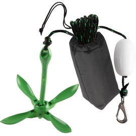 RAD Sportz Kayak Anchor - 3.5 Pound Folding Anchor for Paddle Board, SUP, Canoe, PWC, or Fishing - Jet Ski Anchor Kit with 40 ft Marine Grade Rope - Jetski and Kayak Accessories (Green)