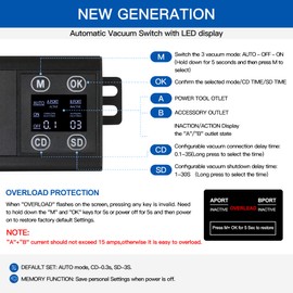 CLEESINK Automatic Vacuum Switch for Power Tools, Dust Control Auto Switch to Turn Vacuum/Accessory ON/Off Automatically, Prevent Circuit Overload and Tripping, Adjustable Time, Below 15A