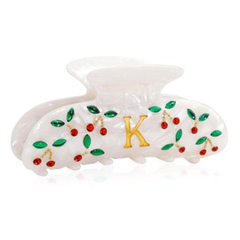 Fohufo Teen Girl Birthday Gifts - Fashion Initial Cherry Hair Clips, Letter Cherry Claw Clips Durable Hair Clips Accessories, Teen Girl Gifts Trendy Stuff Birthday Gift, Christmas Gift - Letter K