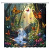 EVRCVAR Forest Waterfall Shower Curtain Butterfly Jungle Spring Nature Wonderland