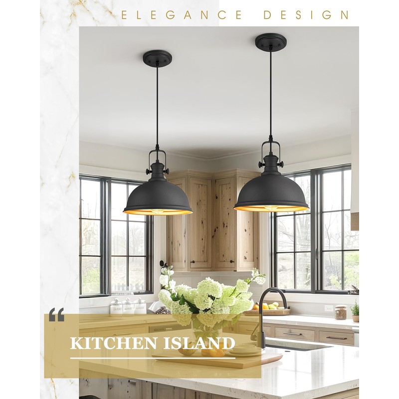 Audickic 2-Pack Pendant Lights Kitchen Island, Farmhouse Hanging Lights Fixtures