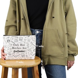 VAMSII Mixologist Appreciation Gift Only Bad B* Are Bartenders Makeup Bag Waitress Cosmetic Bag Bartender Merch (Are Bartenders M)