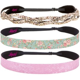 Hipsy Cute Adjustable No Slip Fashion Headbands Hairband Multi Pack for Women Girls & Teens (Rose Gold & Floral Gift 3pk)