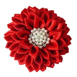 Red 4.5" Sorority Paraphernalia Flower Brooch Pin for Women, Greek Organization, Delta Sigma Theta Sorority Inspired for D9 Events, Conferences, Luncheons, J13