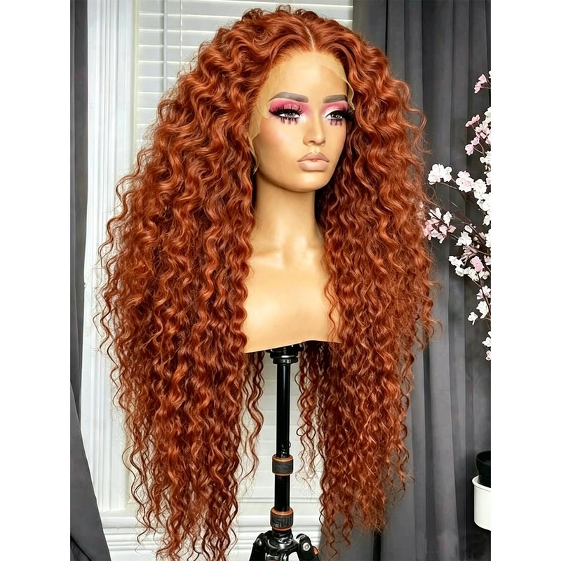 ginger orange curly synthetic wig 13x4 lace front wigs for