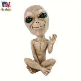US Stock 1pc Solar Alien Statue with Glowing Eyes - Lifelike Cosmic Figurine, Sci-Fi Room Home DecorColor: As picture, Size: One Size