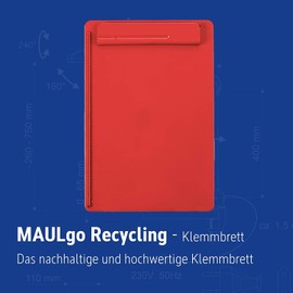 MAUL MAULgo Clipboard A4 Recycled Sustainable Writing Board in A4 Format High-Quality Modern Writing Case Made of 85% Recycled Plastic Clipboard Awarded Blue Angel Red