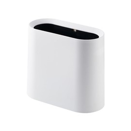 Thin Trash Can No Show Bags Trash Can Thin Shape Garbage Bin Space Saving Double Layer Trash Bin (White)