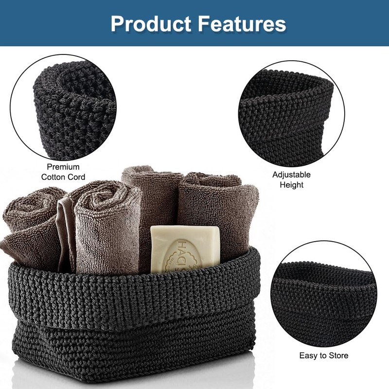 21 x 13 x 15.5 cm Wicker Basket, Black, Storage