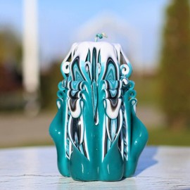 Carved Candles Green 5''-Carved Candle Christmas Gift Idea-Oscar candles